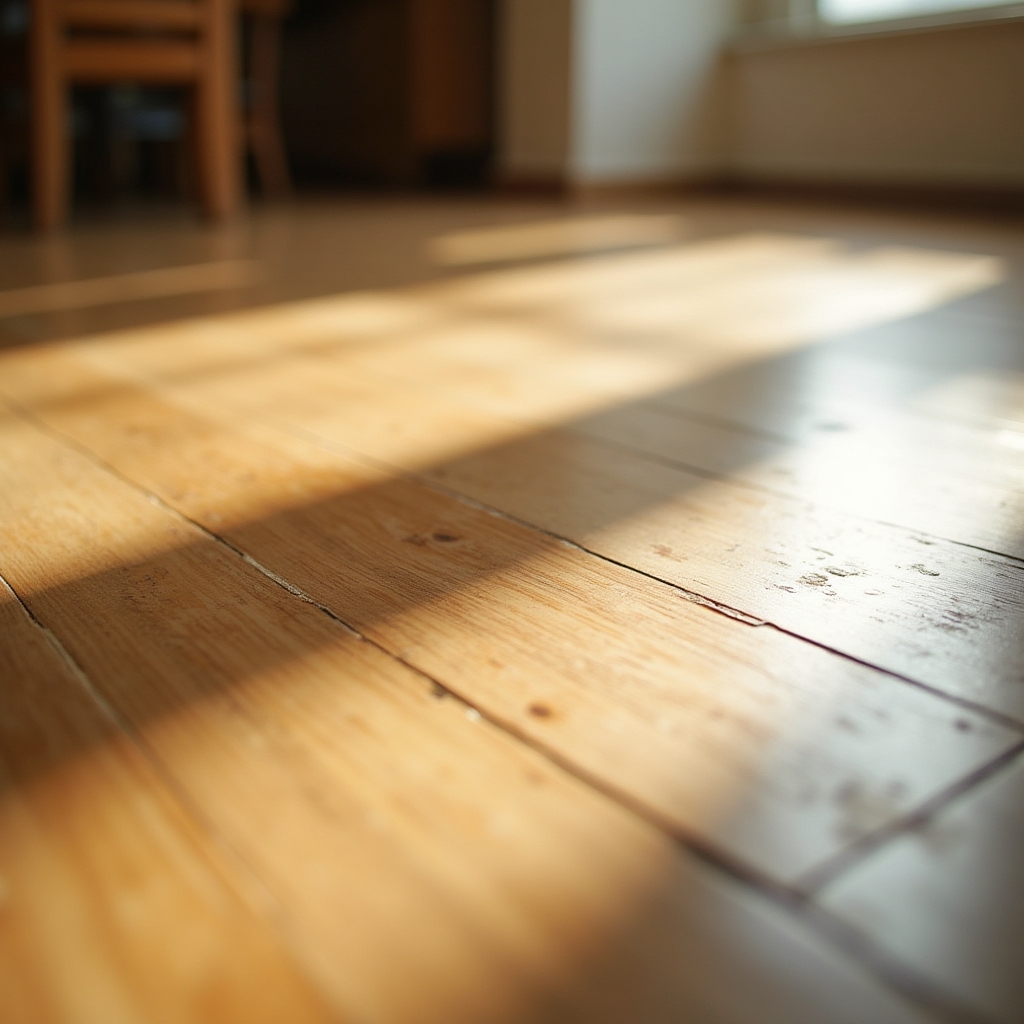 Parchet din lemn masiv și stratificat expus la lumina naturală